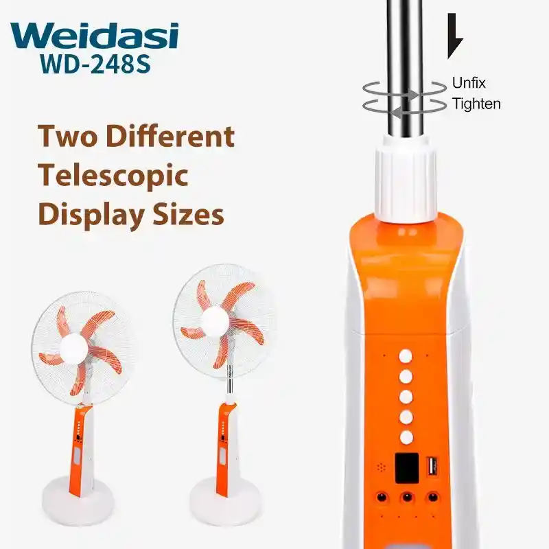پنکه ایستاده شارژی ۱۸ اینچ ویداسی مدل WD-248 با چراغ LED